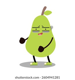 Cute cartoon characters pear. Mascot. Suitable for flat design graphic illustration, clip art, stickers, posters, stickers, cards, etc