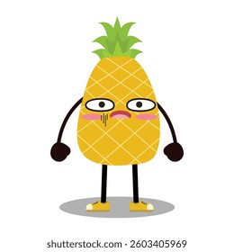 Cute cartoon characters pineapple. Mascot. Suitable for flat design graphic illustration, clip art, stickers, etc