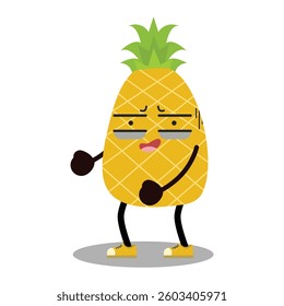 Cute cartoon characters pineapple. Mascot. Suitable for flat design graphic illustration, clip art, stickers, etc