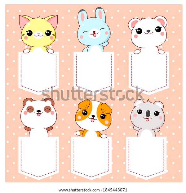 Cute Cartoon Characters Pocket Set Baby Stock Vector Royalty Free