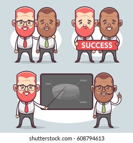 Cute Cartoon Characters. Successful Office Workers 