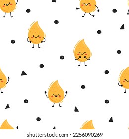 personajes lindos de dibujos animados gotas amarillas de patrón de orina. Patrón vectorial sin soldadura sobre fondo blanco