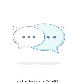 Cute cartoon Chat Speech Bubbles. Flat outline vector illustration icon of Communication, Contact, Talking, Messaging, Chat or Dialogue. Modern trendy isolated social media bubble concept.