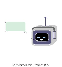 Cute cartoon chatbot with empty speech bubble, perfect for AI assistant and communication concepts