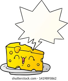 süßer Cartoon-Käse mit Sprachblase in glattem Farbverlauf-Stil