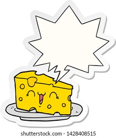cute cartoon cheese with speech bubble sticker