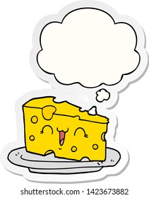 cute cartoon cheese with thought bubble as a printed sticker