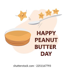 Cute cartoon cheesecake star characterJUMPIMG INTO A PEANUT BUTTER SWIMMING POOL. Vector Illustration for Peanut Butter Day.