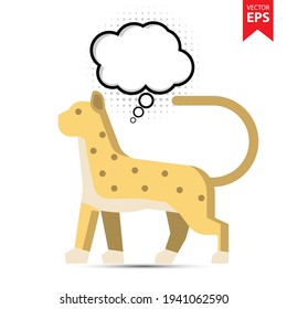 Cute cartoon Cheetah with thought bubble isolated on white background. Animal symbol for your web site design, logo, app, UI. Eps10 vector illustration.