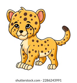 A cute cartoon cheetah walking