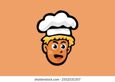 Cute cartoon chef face for logo design. mascot style.