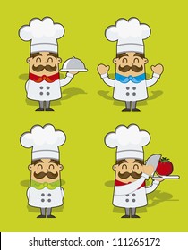 cute cartoon chef over green background. vector illustration