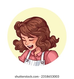 Cute cartoon chef smiling while cooking food icon isolated