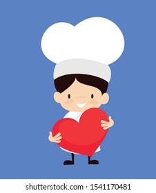 Cute Cartoon Chef - Standing with a Heart
