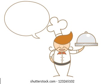 cute cartoon chef talking in bubble