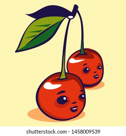 Cute cartoon cherry seamless vector 