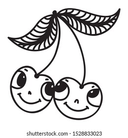Cute cartoon cherry. Vector illustration