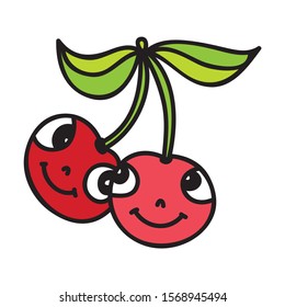 Cute cartoon cherry. Vector illustration