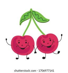 Cute cartoon cherry. Vector illustration