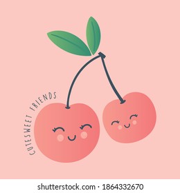 Cute Cartoon Cherry Vector Illustration