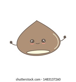 cute cartoon chestnut vector illustration isolated on white background