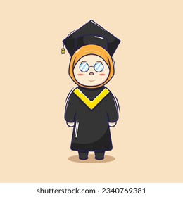 Cute cartoon chibi boy graduation vector. vector cartoon isolated concept. flat cartoon style.