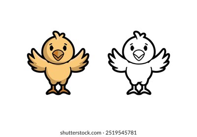 Cute cartoon chick baby vector illustration  isolated on a white background, simple design outline style