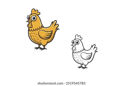 Cute cartoon chick baby vector illustration  isolated on a white background, simple design outline style