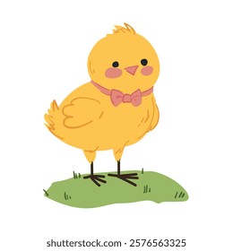 Cute Cartoon Chick with Bow Tie