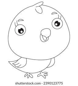 Cute cartoon chick  coloring page illustration for kids. Vector illustrator for kids on  isolated white background .