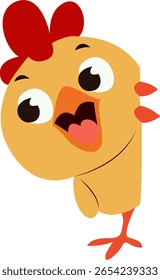 Bonito Desenho Animado Chick Ilustração Feliz Espiando mão desenhada