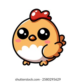 Cute Cartoon Chick Illustration with Big Eyes Clip Art Illustration