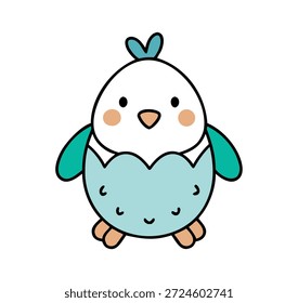 Cute cartoon chick illustration presenting a cheerful face. Simple flat design baby bird character for educational or child-related projects
