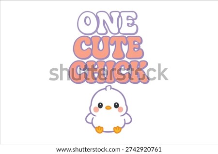 Cute cartoon chick with one adorable expression standing alone