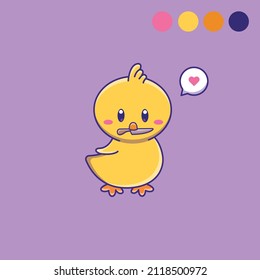 Cute cartoon chick in vector illustration. Animal isolated vector. Flat cartoon style