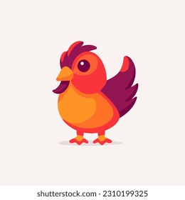 Cute cartoon chicken character. Colorful vector illustration in flat style. Logo Design Template