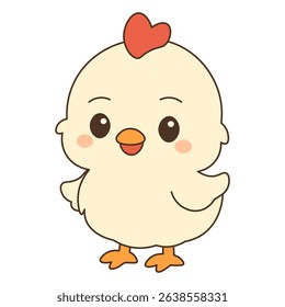 Cute Cartoon Chicken Character in Flat Vector Style
