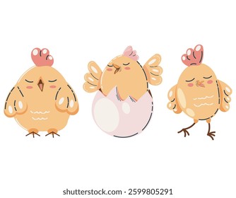  Cute Cartoon Chicken Characters in Various Poses