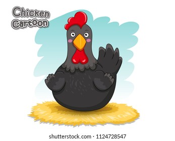 Cute Cartoon Chicken Characters. Vector Illustration Cartoon Style.