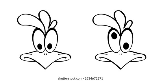 A cute cartoon chicken. Crazy chicken face mascot. Comic rooster character