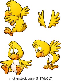 Cute cartoon chicken with different poses. Vector clip art illustration with simple gradients. Each on a separate layer.