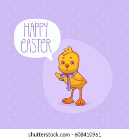 Cute Cartoon Chicken - Easter Card
