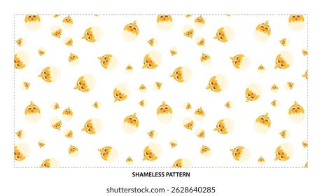 Cute Cartoon Chicken and Egg Pattern on White Background Design