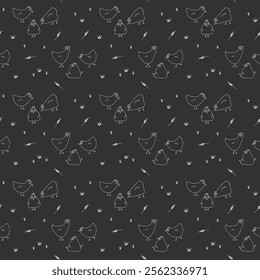 Cute Cartoon chicken and hen Seamless Pattern, Background vector Illustration.