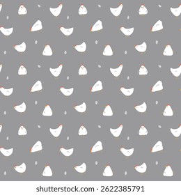 Cute Cartoon chicken and hen Seamless Pattern, Background vector Illustration.