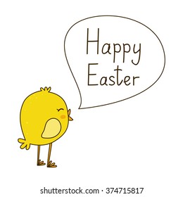 Cute cartoon chicken isolated on white