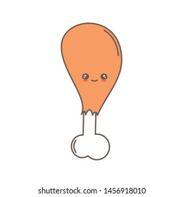 cute cartoon chicken leg vector illustration isolated on white background 