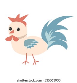 Cute Cartoon Chicken on White Background
