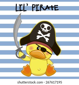 Cute cartoon Chicken in a pirate hat
