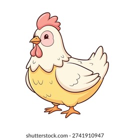 A cute cartoon chicken standing alone